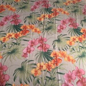 Tommy Bahama Tablecloth Floral Tropical Floral Tan Pink Orange Large 102 x 60